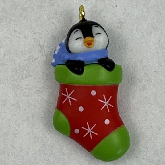 Hallmark 2021 Petite Penguins 6th Mini 1" Ornament A Snuggly Stocking Christmas - Picture 2 of 10